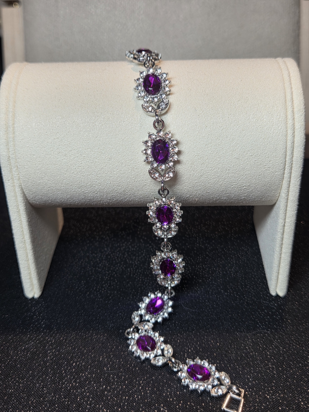 Elegant Purple Crystal Halo Bracelet
